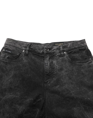 Dolce & Gabbana Black Cotton Mid Waist Denim Men Bermuda Short