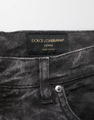 Dolce & Gabbana Black Cotton Mid Waist Denim Men Bermuda Short