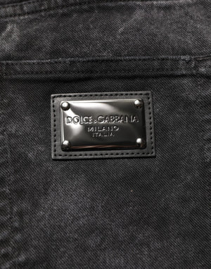 Dolce & Gabbana Black Cotton Mid Waist Denim Men Bermuda Short