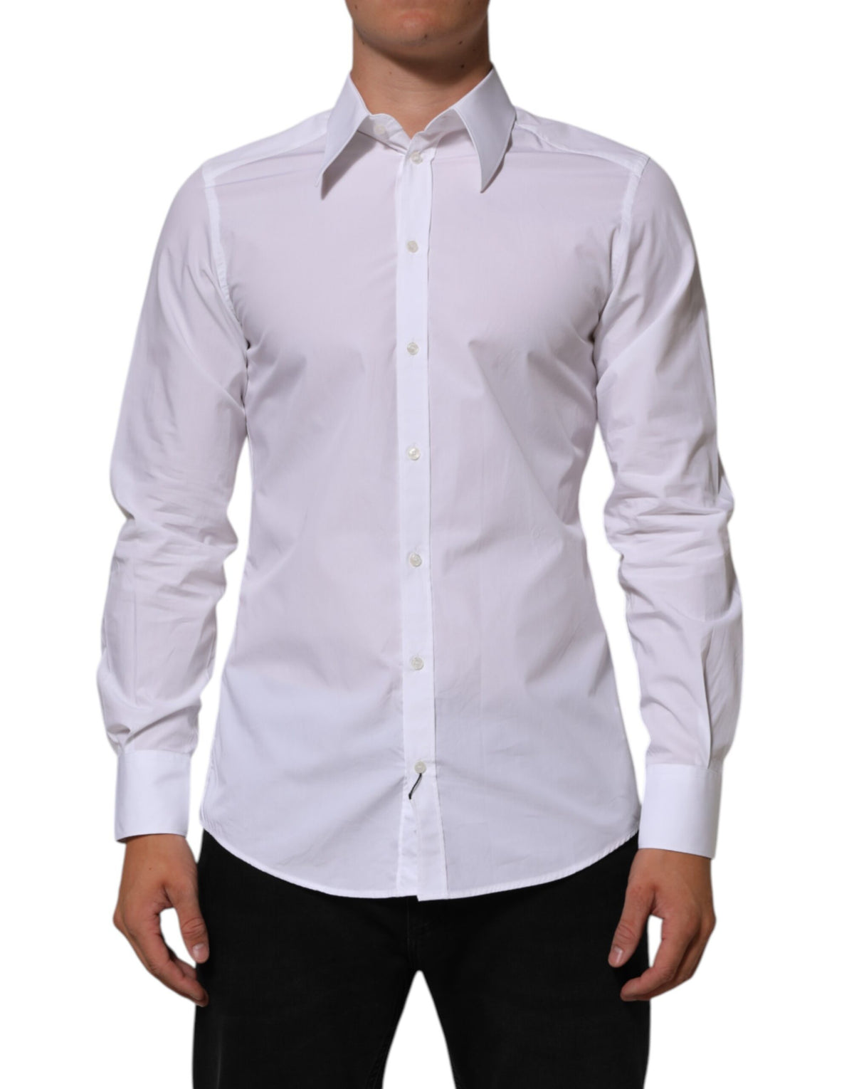 Dolce & Gabbana White Cotton MARTINI Men Formal Dress Shirt
