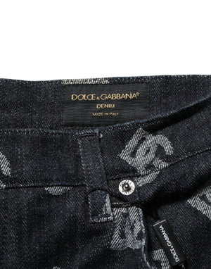Dolce & Gabbana Black Monogram Denim Cargo Men Bermuda Short