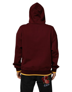 Dolce & Gabbana Maroon Embossed Logo Hooded Sweatshirt Sweater