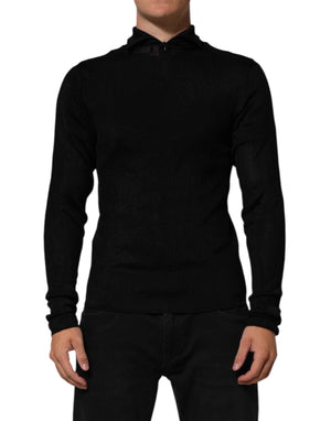 Dolce & Gabbana Black Viscose Turtle Neck Pullover Sweater