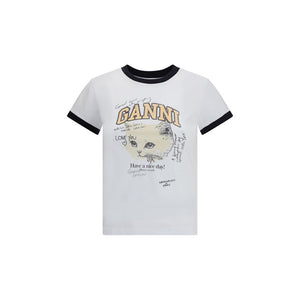 Ganni White Cotton T-Shirt