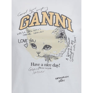 Ganni White Cotton T-Shirt