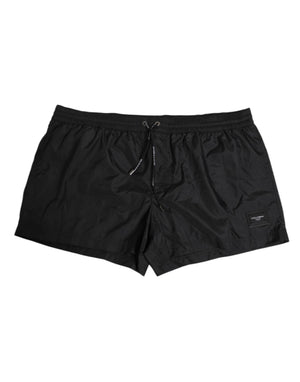 Dolce & Gabbana Black Logo Polyester Beachwear Shorts Swimwear