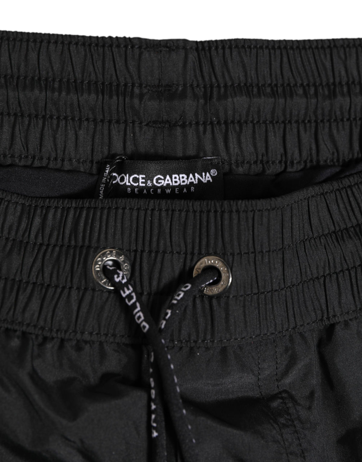 Dolce & Gabbana Black Logo Polyester Beachwear Shorts Swimwear
