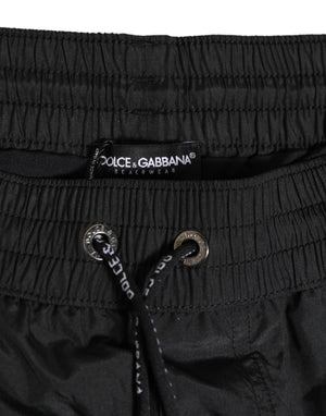 Dolce & Gabbana Black Logo Polyester Beachwear Shorts Swimwear