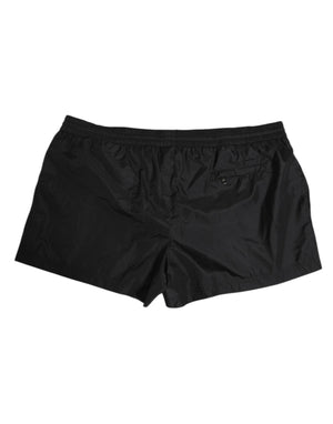 Dolce & Gabbana Black Logo Polyester Beachwear Shorts Swimwear