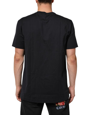 Dolce & Gabbana Black Logo Compass Cotton Crew Neck T-shirt