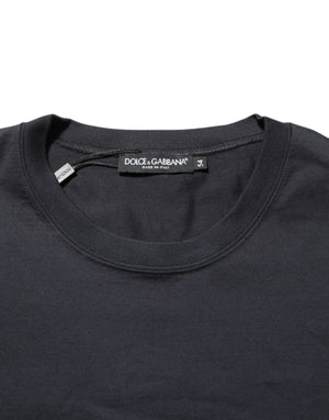 Dolce & Gabbana Black Logo Compass Cotton Crew Neck T-shirt