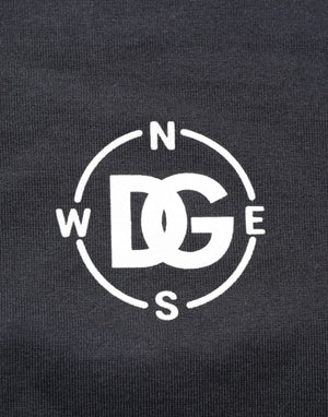Dolce & Gabbana Black Logo Compass Cotton Crew Neck T-shirt