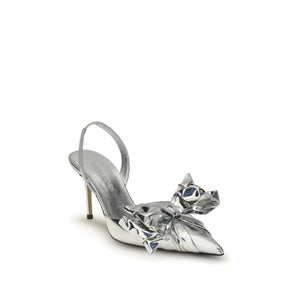 MACH & MACH Silver Leather High Heel Pumps