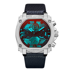 Police Blue Leather Dress Watch