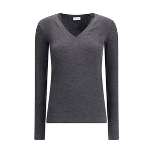 Brunello Cucinelli Gray Wool Long Sleeve T-Shirt