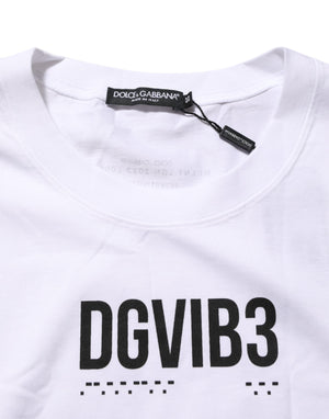 Dolce & Gabbana White Cotton Sleeveless Printed Tank T-shirt