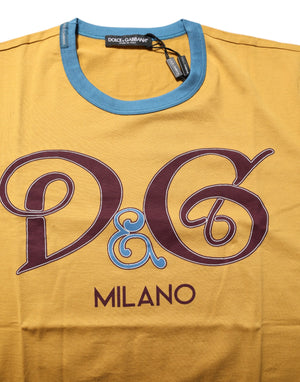 Dolce & Gabbana Yellow Logo Crew Neck Short Sleeves T-shirt