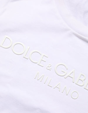 Dolce & Gabbana White Cotton Crew Neck Short Sleeves T-shirt