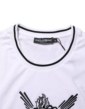 Dolce & Gabbana White Sacred Heart Short Sleeve Men T-shirt
