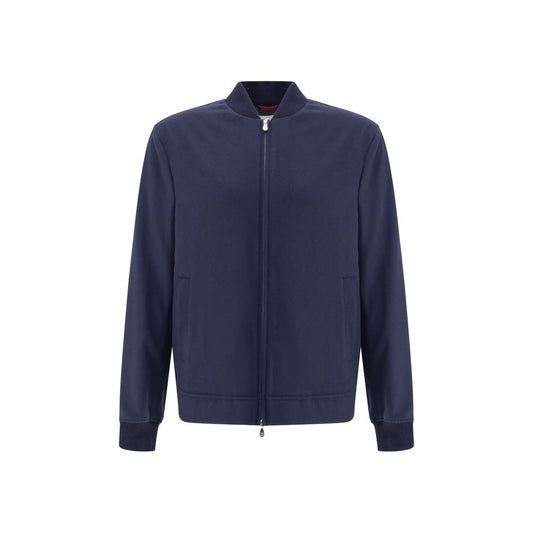 Brunello Cucinelli Blue Cashmere Bomber