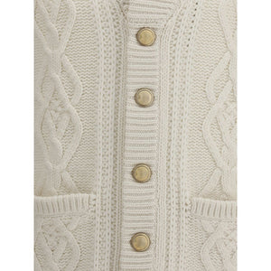Brunello Cucinelli White Cashmere Cardigan