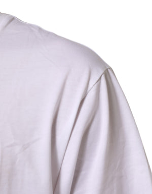 Dolce & Gabbana White Logo Print Cotton Crew Neck Men T-shirt