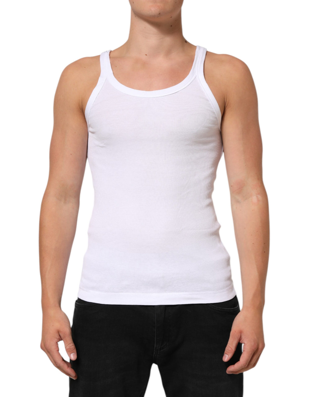 Dolce & Gabbana White Sleeveless Round Neck Tank Top T-shirt