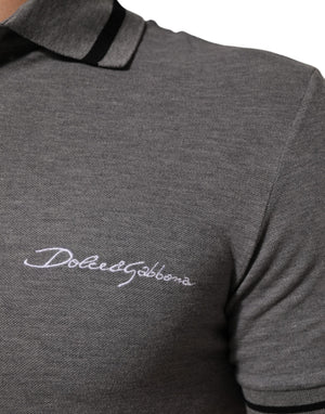 Dolce & Gabbana Gray Logo Embroidery Collared Polo T-shirt