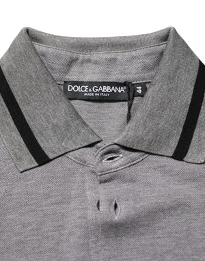 Dolce & Gabbana Gray Logo Embroidery Collared Polo T-shirt