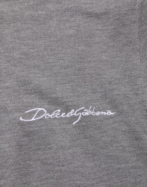 Dolce & Gabbana Gray Logo Embroidery Collared Polo T-shirt