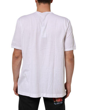 Dolce & Gabbana White Cotton V-Neck Short Sleeves T-shirt