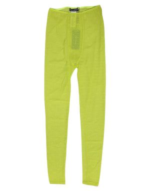 Dolce & Gabbana Neon Green Nylon Logo Lace Leggings Pants Underwear