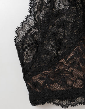 Dolce & Gabbana Black Floral Lace Mesh High Brief Panty  Underwear