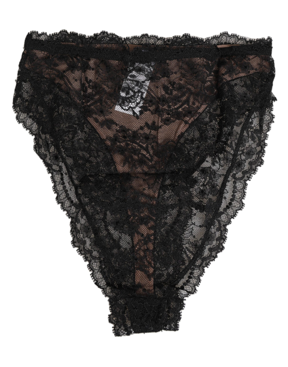 Dolce & Gabbana Black Floral Lace Mesh High Brief Panty  Underwear