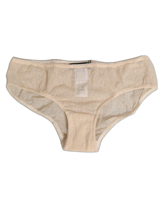 Dolce & Gabbana Beige DG Logo Lace Mid Waist Panty Underwear