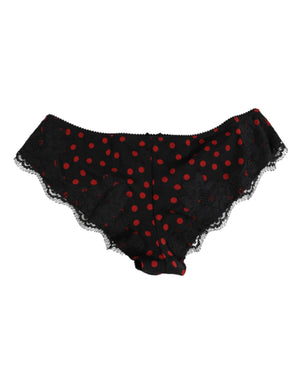 Dolce & Gabbana Black Polka Dotted Silk Low Waist Panty Underwear
