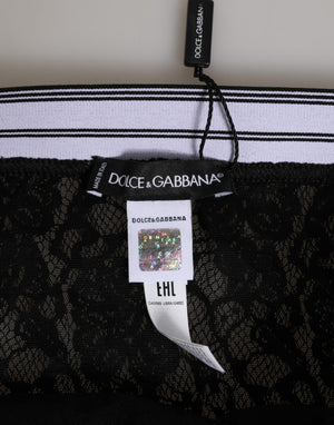 Dolce & Gabbana Black Lace Slip Brief Logo Waistband  Underwear