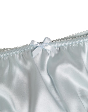 Dolce & Gabbana Gray Silk Satin Floral Lace Panty Brief Underwear