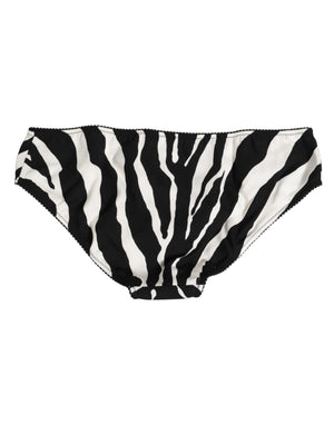 Dolce & Gabbana Black White Zebra Print Slip Briefs Underwear