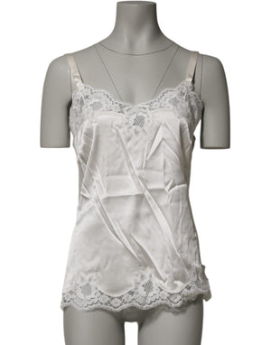 Dolce & Gabbana Off White Floral Lace Tank Lingerie Top Underwear