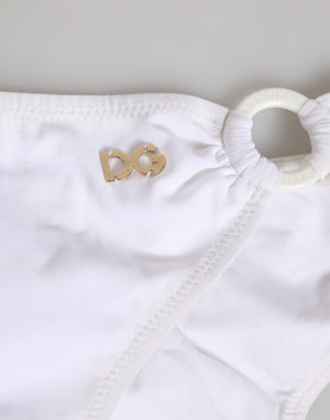 Dolce & Gabbana White Logo Swimsuit 2 Piece Top Bottom Swimwear