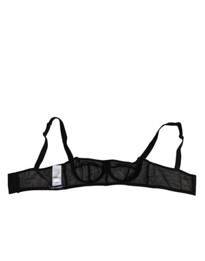 Dolce & Gabbana Black Floral Underwired Balconette Bra Underwear