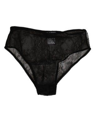 Dolce & Gabbana Black Nylon Stretch High Waist Panty Underwear