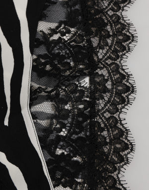 Dolce & Gabbana Black Silk Zebra Print Lace High Waist Underwear