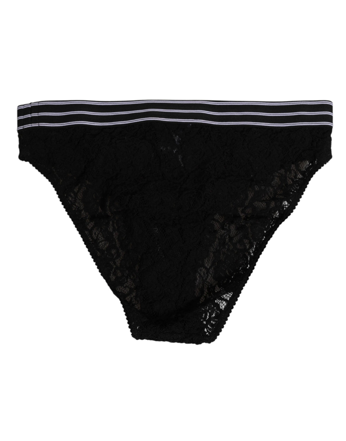 Dolce & Gabbana Black Lace Slip Brief Logo Waistband Underwear