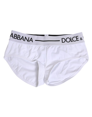 Dolce & Gabbana White Nylon Logo Waistband Shorts Underwear
