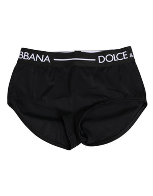 Dolce & Gabbana Black Nylon Logo Waistband Shorts Underwear