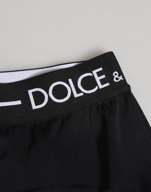 Dolce & Gabbana Black Nylon Logo Waistband Shorts Underwear