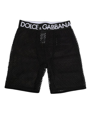 Dolce & Gabbana Black Cotton Logo Shorts Midi Trouser Underwear