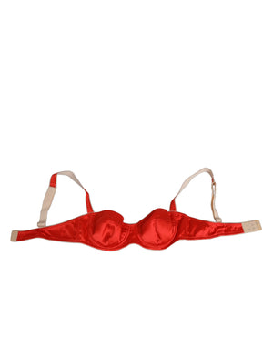 Dolce & Gabbana Red Silk Satin Underwire Bra Semi-Pad Underwear